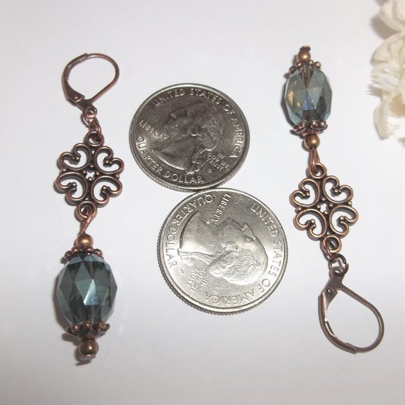 Earrings, Blue Earrings, Copper Earrings Beaded Earrings, Earring Set NWT 7365 - Picture 4 of 9